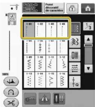 BABY LOCK Aerial - Sélectionnez un point droit et fixez le pied-de-biche « J ». - 1