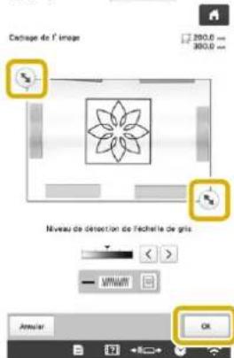 BABY LOCK Venture - A la fin de la numérisation, déplacez pour encadrer l'image qui sera utilisé pour le motif, puis appuyez sur OK. - 1