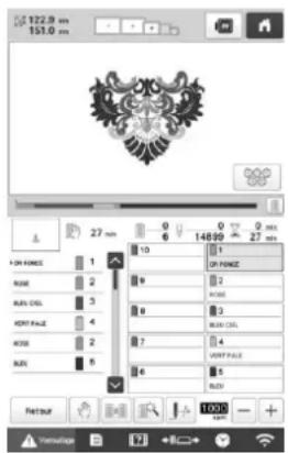 BABY LOCK Venture - Contrôlez l'écran de broderie et procédez à l'enfilage supérieur. (page 81) - 1