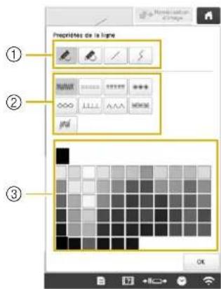 BABY LOCK Venture - Appuyez sur pour définir les types de trait, de point et les couleurs. - 2