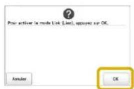 BABY LOCK Venture - Appuyez sur [ON] pour activer la fonction Link (Lien). - 2