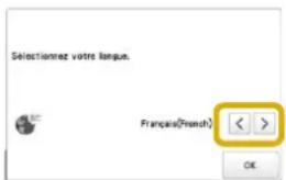BABY LOCK Venture - Appuyez sur < et sur > et selectionnez votre langue locale, puis appuyez sur OK - 1