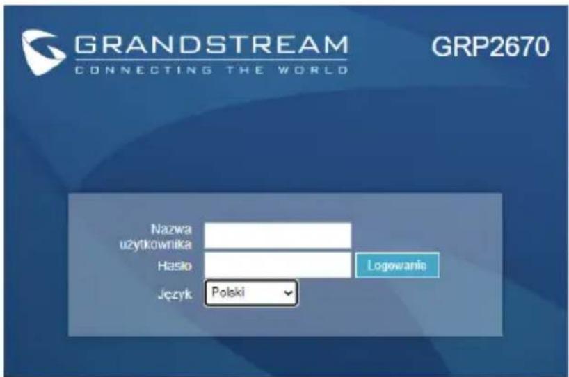 GRANDSTREAM GRP2670 - Skonfigurować GRP2670 za pomocą przeglądarki sieci Web: - 1