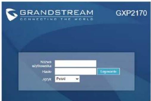 GRANDSTREAM GXP2170 - Skonfigurować GXP2170 za pomocą przeglądarki sieci Web: - 1