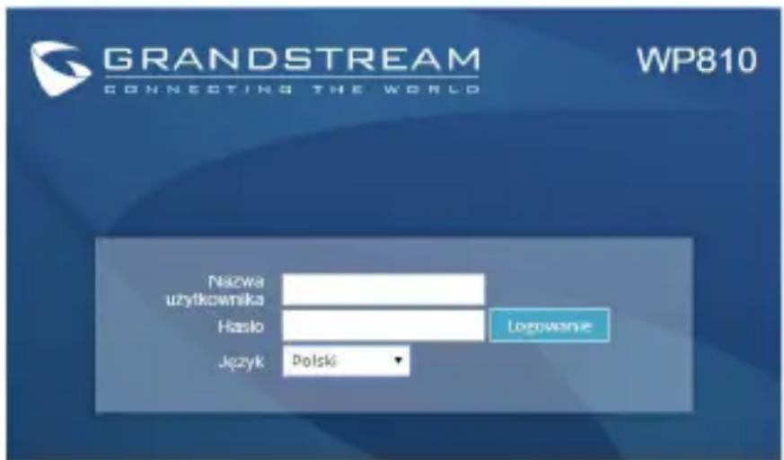 GRANDSTREAM WP810 - UZYSKIWANIE DOSTĘPU DO SIECIOWEGO INTERFEJSU UŻYTKOWNIKA URZĄDZENIA WP810 - 1