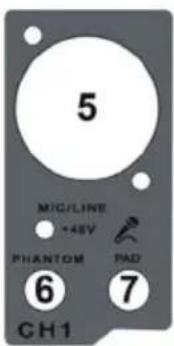 5 MIC/LINE +48V PHANTOM RAD 6 7 CH1