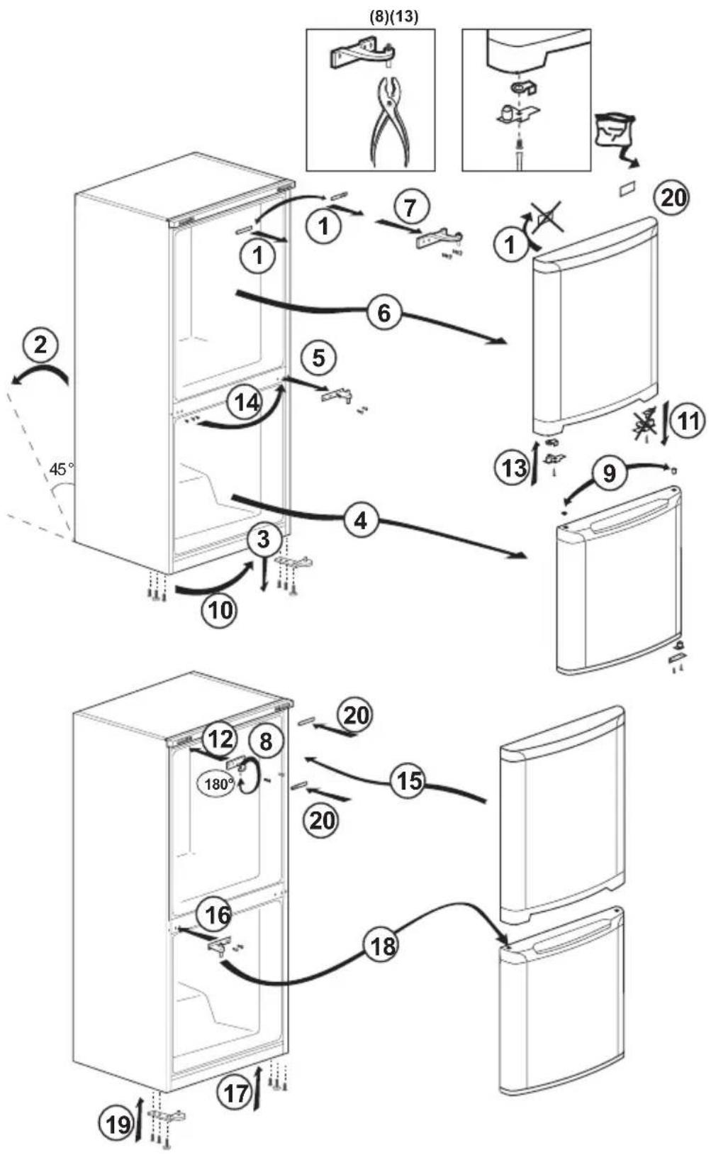 BEKO RCNE560E60ZXPN - Αντιστροφή της φοράς ανοίγματος των θυρών - 1