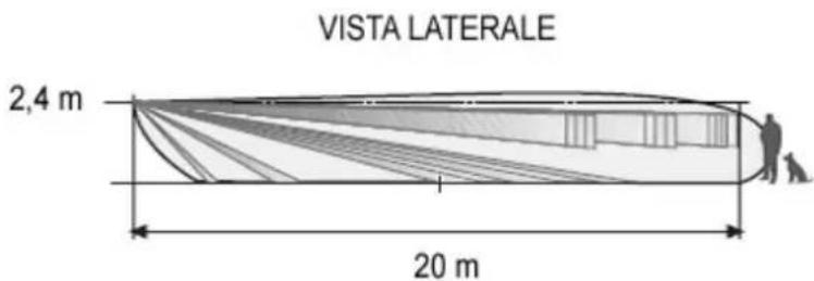 VISTA LATERALE 2,4 m 20 m