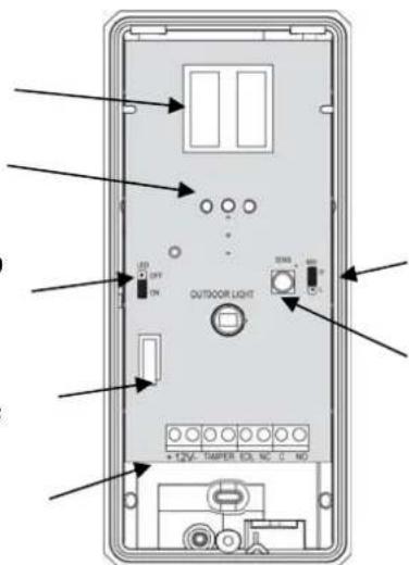 LED OFF TM OUTDOOR LIGHT 30Hz +12V TAMPER 0.5 NQ 0 NQ