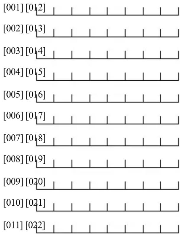 [001] [012] [002] [013] [003] [014] [004] [015] [005] [016] [006] [017] [007] [018] [008] [019] [009] [020] [010] [021] [011] [022]