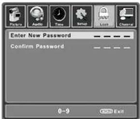 Enter New Password Confirm Password 0-9 EXIT