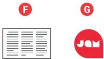 Image showing a document with text lines and two logos: 'F' and 'G', and a red 'JAM' logo.