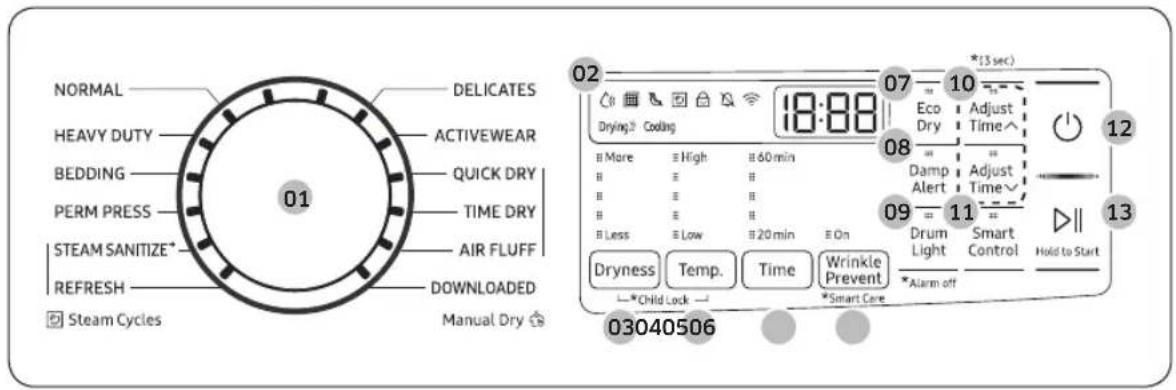 SAMSUNG DVE45B6300W - Control panel - 1