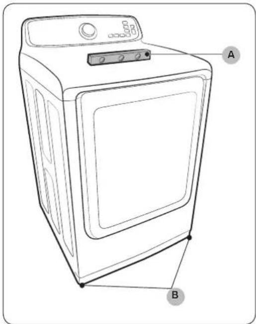 SAMSUNG DVE45T3400V - ÉTAPE 4 Réglage de la hauteur du sèche-linge - 1