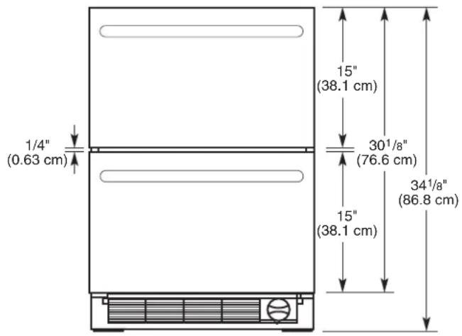 SAMSUNG DVE55A7700V - Drawer height dimensions: - 1