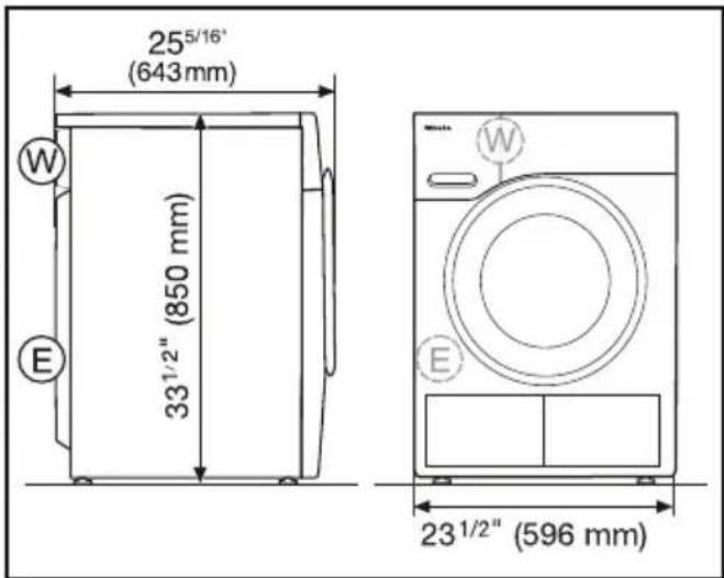 MIELE TXD 160 WP T1 - Dimensions - 1