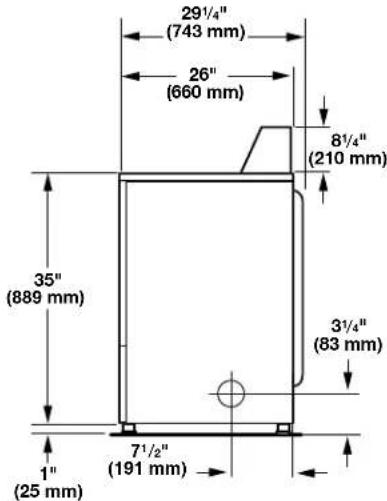 MAYTAG MDE20MNBYW - Dimensions - 1