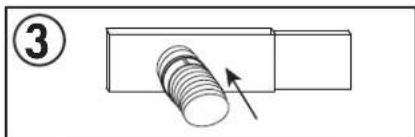 Simple line drawing of a cylindrical object with an arrow indicating direction. No text or symbols.