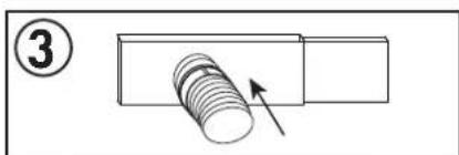 Diagram showing a cylindrical object inserted into a rectangular block, with an arrow indicating direction (no text or symbols).