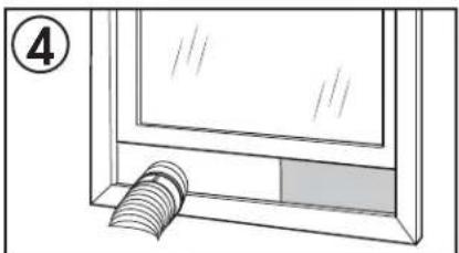 Line drawing of a window with a coiled pipe attached, no text or symbols present.