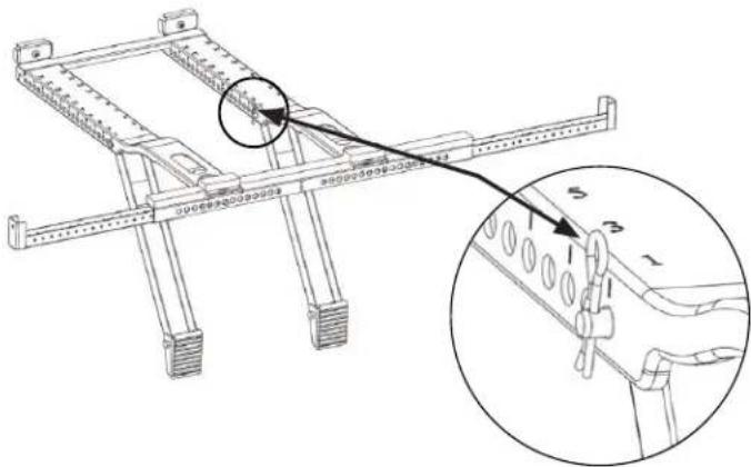 Technical diagram of a mechanical assembly with labeled parts and an inset showing a close-up detail of a component.