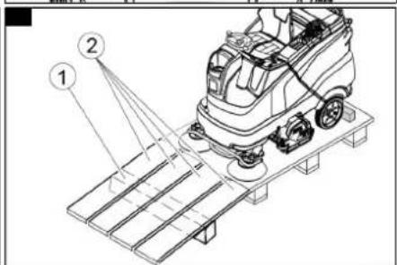 Technical diagram of a cleaning or inspection machine with labeled components 1 and 2, showing tool path and measurement setup.
