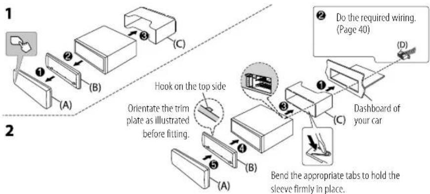 JVC KDTD72BT - Installing the unit (in-dash mounting) - 1