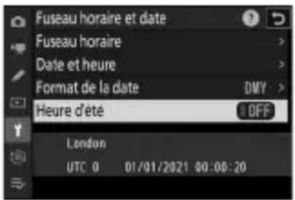 NIKON Z 9 - Activez ou désactivez l'heure d'été. - 1