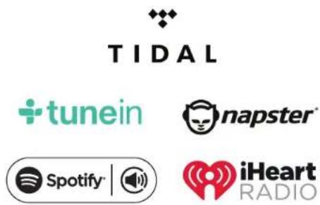 TIDAL + tunein napster® Spotify® iHeart RADIO
