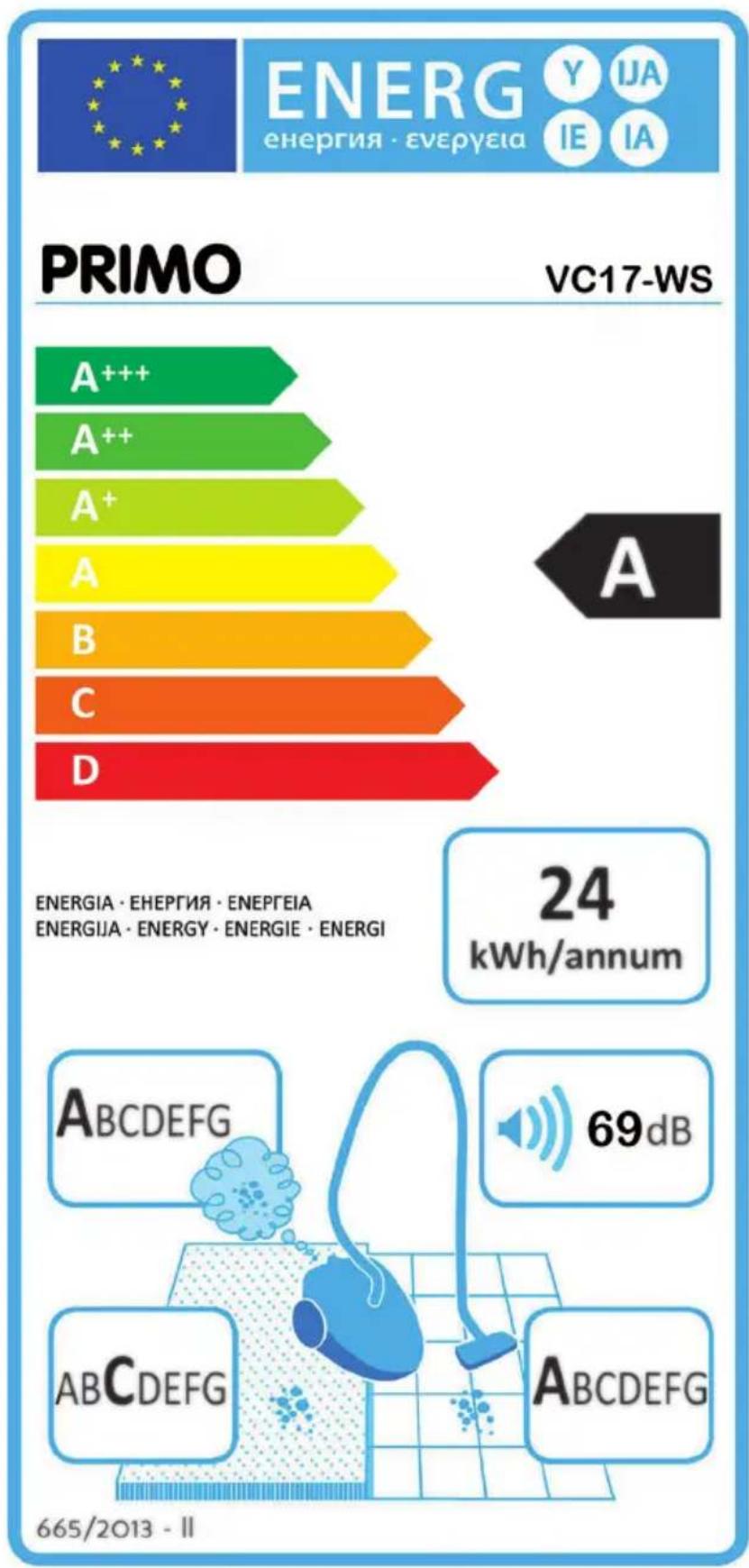 PRIMO VC17WS - ENERGIELABEL - 1
