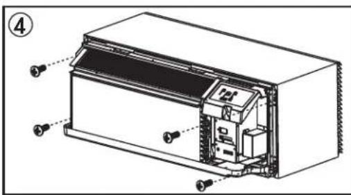 Technical diagram of an air conditioner unit with labeled components and numbered part (4)