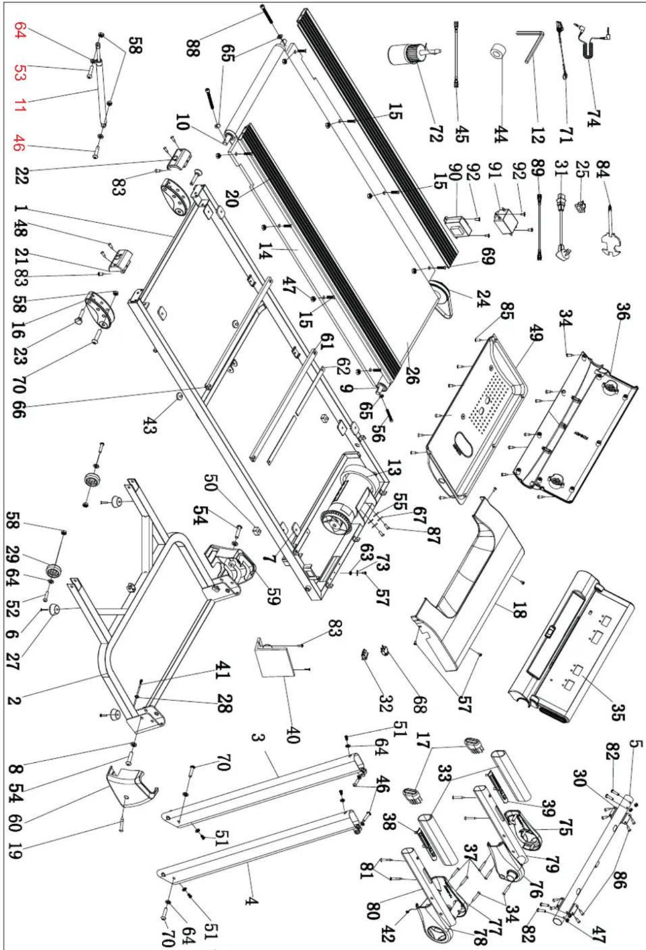 TUNTURI Cardio Fit T25 - Exploded view - 1