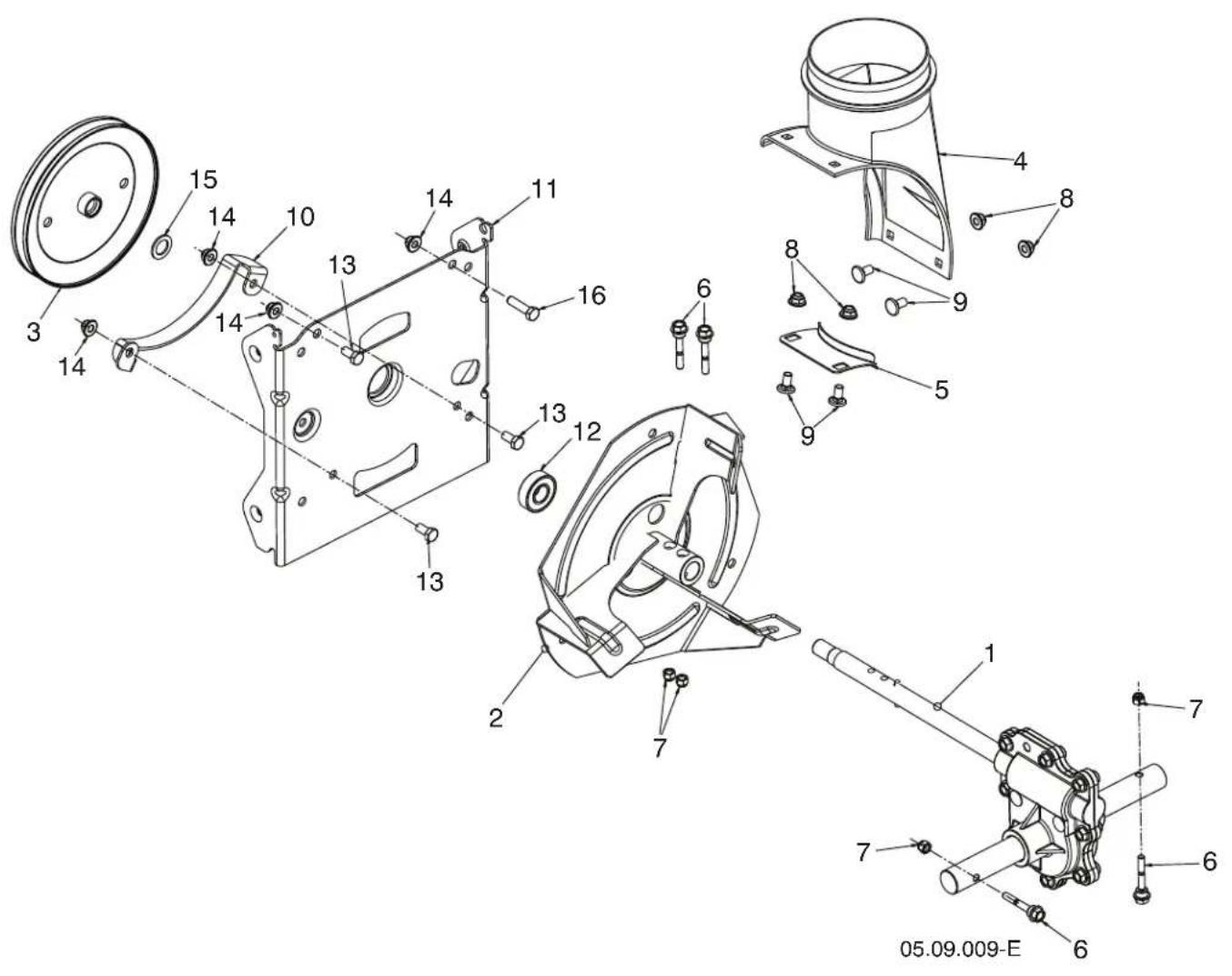 JONSERED ST2361EP - REPAIR PARTS AUGER HOUSING / IMPELLER ASSEMBLY SNOW THROWER - MODEL NO. ST2361EP (96192007501), PRODUCT NO. 961 92 00-75 - 1