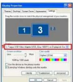 TARGUS ACA11EUZ - Controlling the Display using Windows Display Properties (for Windows XP and Vista) - 4