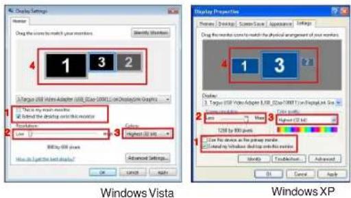 TARGUS ACA11EUZ - Kontrolle des Displays über Windows Displayeigenschaften (für Windows XP und Vista) - 1