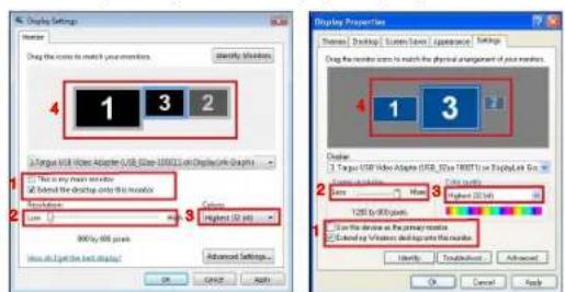 TARGUS ACA11EUZ - Controlar o ecrã usando Windows Display Properties (Propriedades de Visualização do Windows) (para Windows XP e Windows Vista) - 1