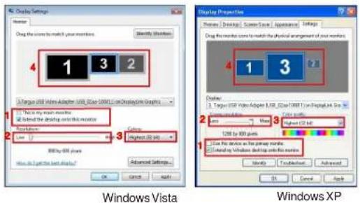 TARGUS ACA11EUZ - Controlling the Display using Windows Display Properties (for Windows XP and Vista) - 1