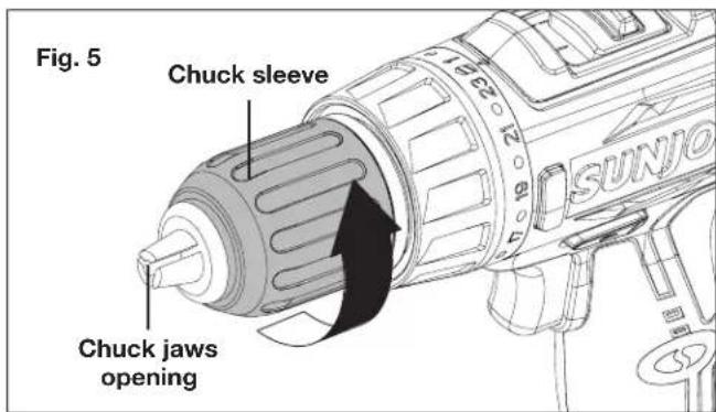 Sun Joe 24VDDCT - Installing + Removing Drill Bits - 2