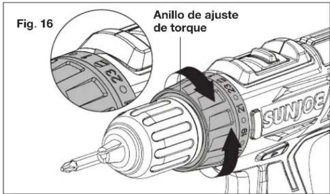 Sun Joe 24VDDCT - Ajuste de torque - 1