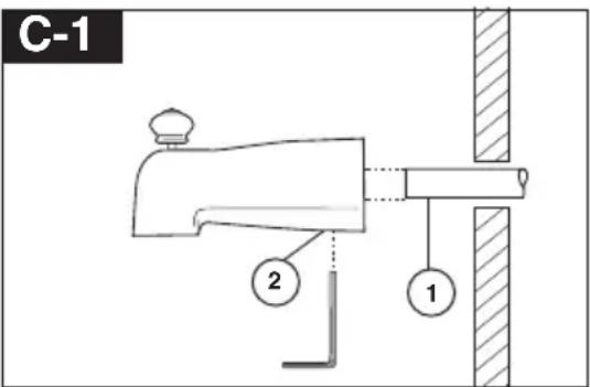 DELTA T14251WE - FOR TUB SPOUT INSTALLATION: - 1