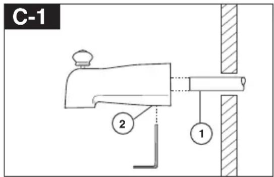 DELTA T14251WE - INSTALLATION DU BEC DE BAIGNOIRE : - 1