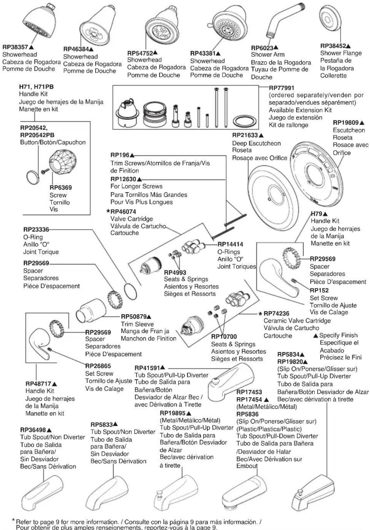 DELTA T14251WE - T13020, T13022, T13120, T13122, T13220, T13220-H2O, T13222, T13220-SHCCER, T13420-SHCCER, T13420, T13420-H2O& T13422 Models / Modelos / Modèles - 1