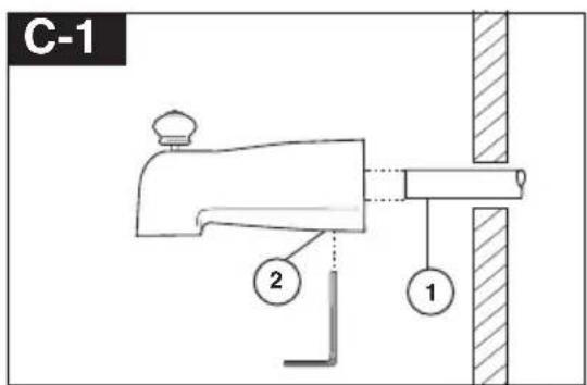 DELTA T14451WE - FOR TUB SPOUT INSTALLATION: - 1