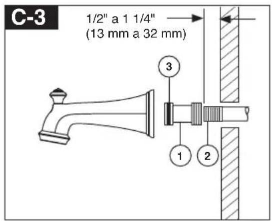 DELTA T14451WE - Instalación de la Cabeza de la Regadora y el Surtidor de la Bañera - 3
