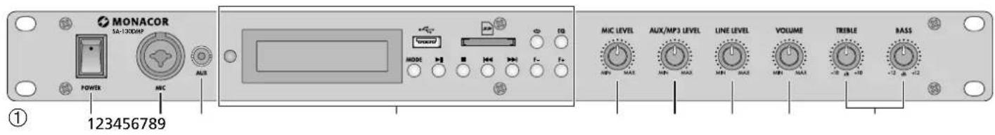 Monacor SA130DMP - Stereo-Mischverträker mit MP3-Player/Bluetooth-Empfänger/UKW-Radio - 1
