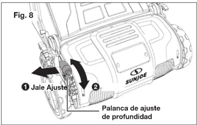 Sun Joe AJ805E - Ajuste de profundidad de corte - 1