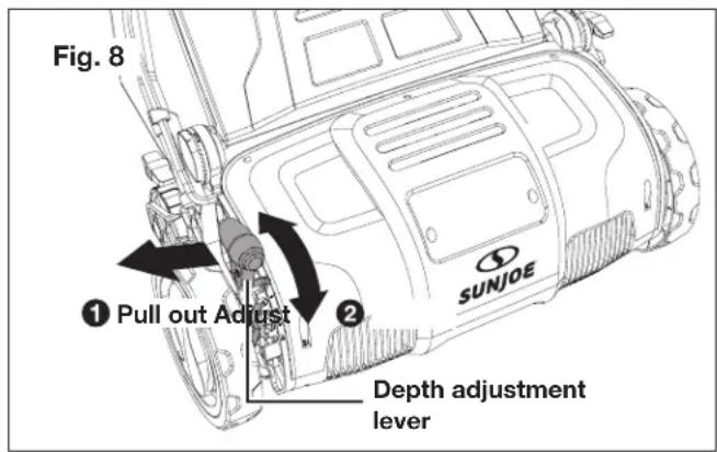 Sun Joe AJ805E - Cutting Depth Adjustment - 1