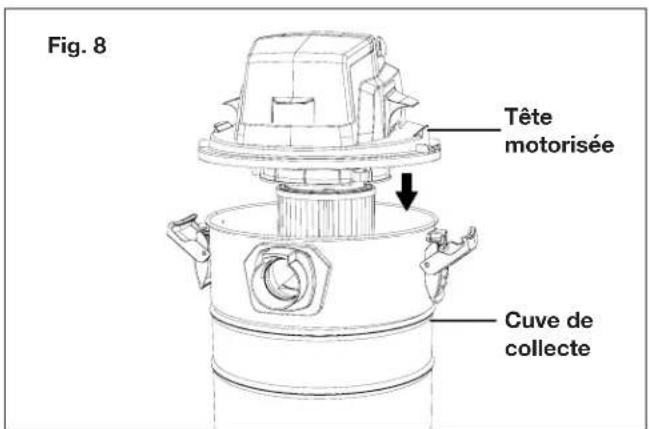 Fig. 8 Tête motorisée Cuve de collecte