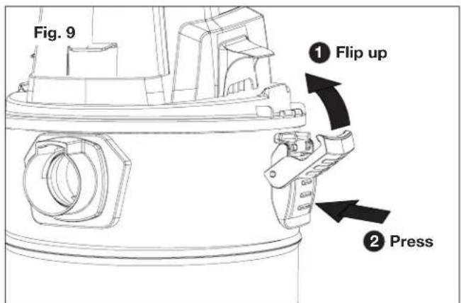 Fig. 9 ① Flip up ② Press