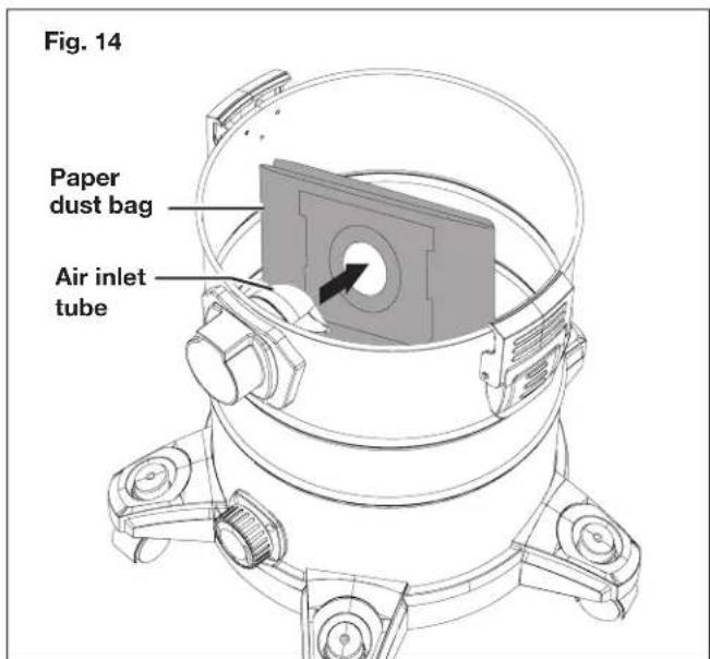 Fig. 14 Paper dust bag Air inlet tube